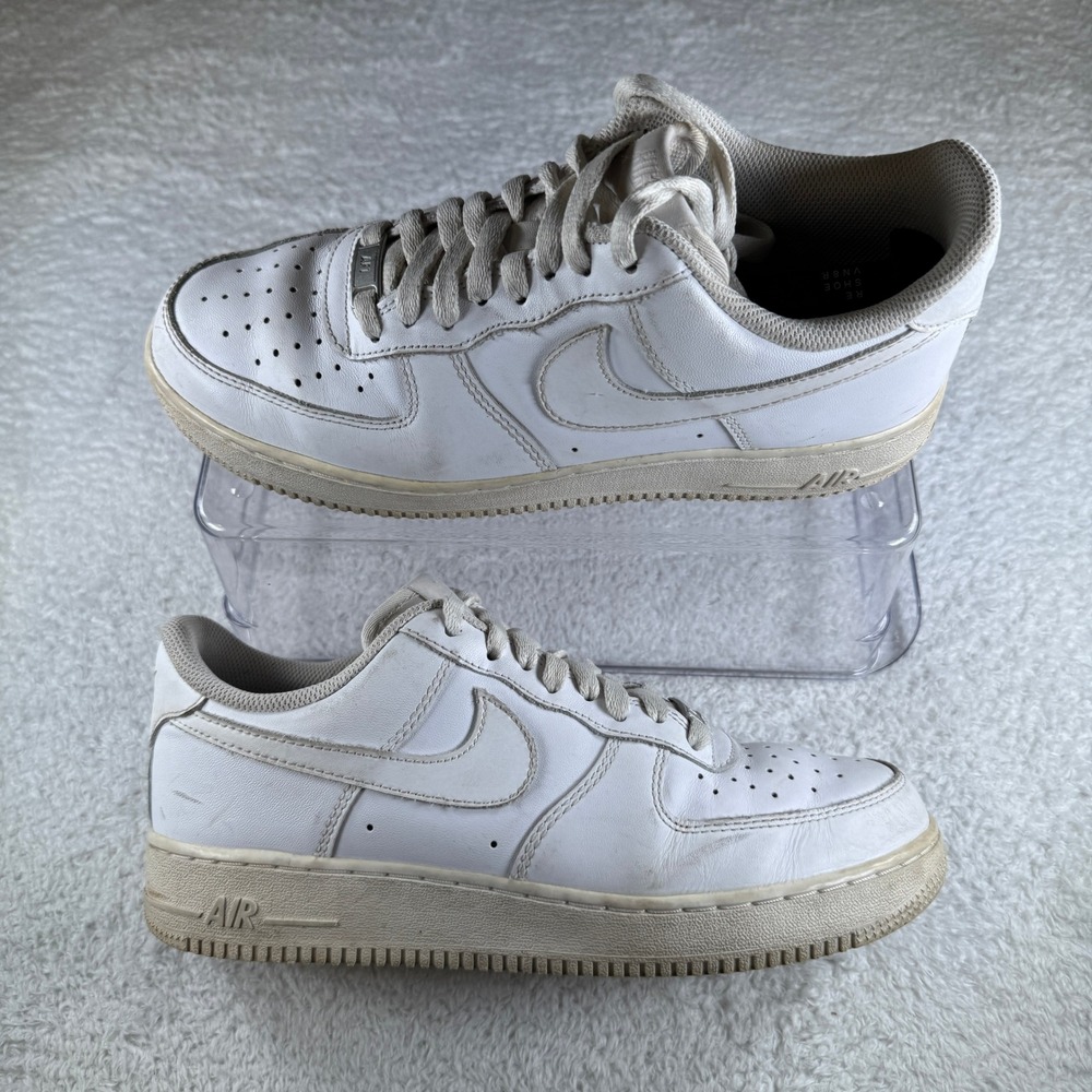 Size 10 Nike Air Force 1 '07 Women's Low Top Leather Sneaker Triple White Shoes